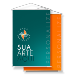 BANNER EM LONA 80 x 120 cm Lona,    Bastão, Ponteiras e Cordinha, 