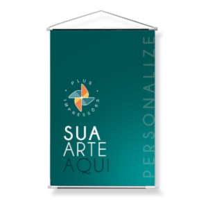 BANNER EM LONA 90 x 150 cm Lona,    Bastão, Ponteiras e Cordinha, 